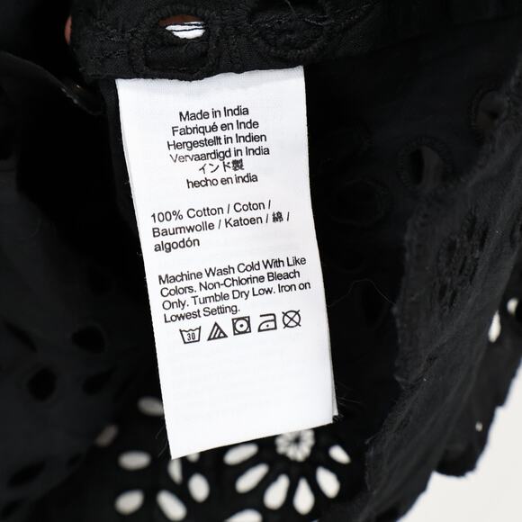 Madewell Embroidered Shirred Henley Top Black Size Small NWT - Picture 8 of 8